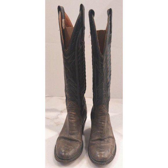 Rare Sanders Gray Ostrich Leg Leather Cowboy Western Boots Women's Size 5B - Picture 2 of 11